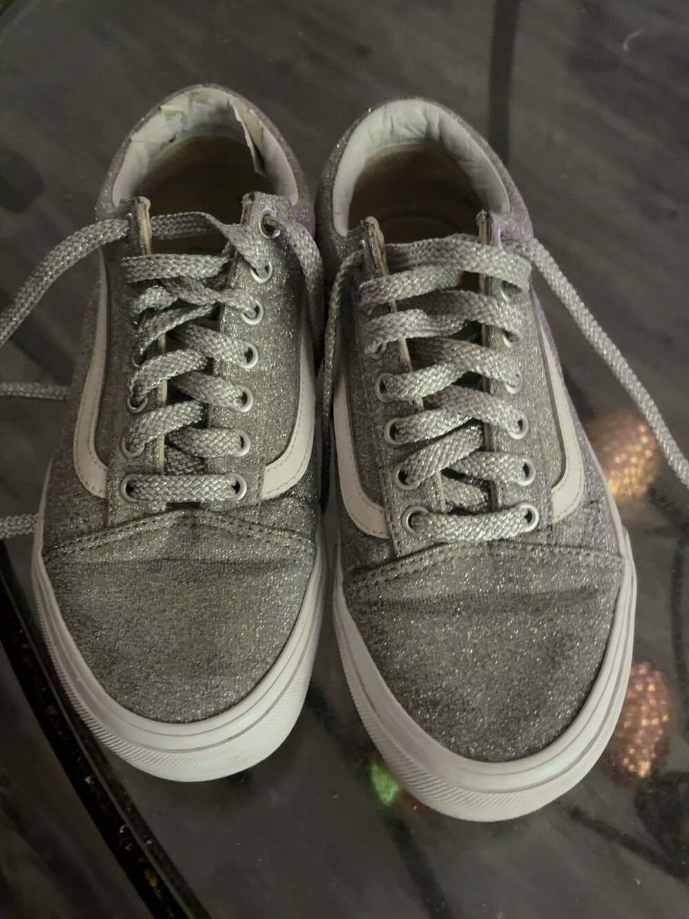 Vans Old Skool Lurex Glitter Silver Sneakers Shoes
